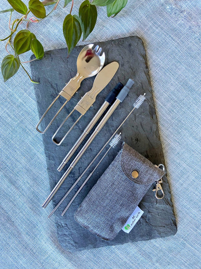 Collapsible Straw and Cutlery Set