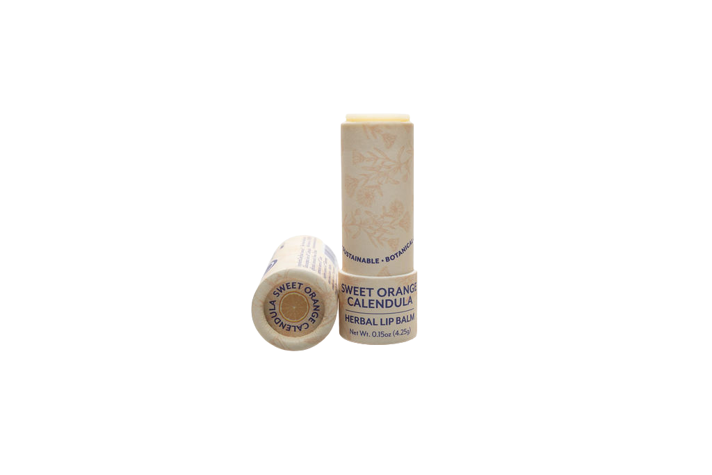 sweet orange calendula lip balm cap off